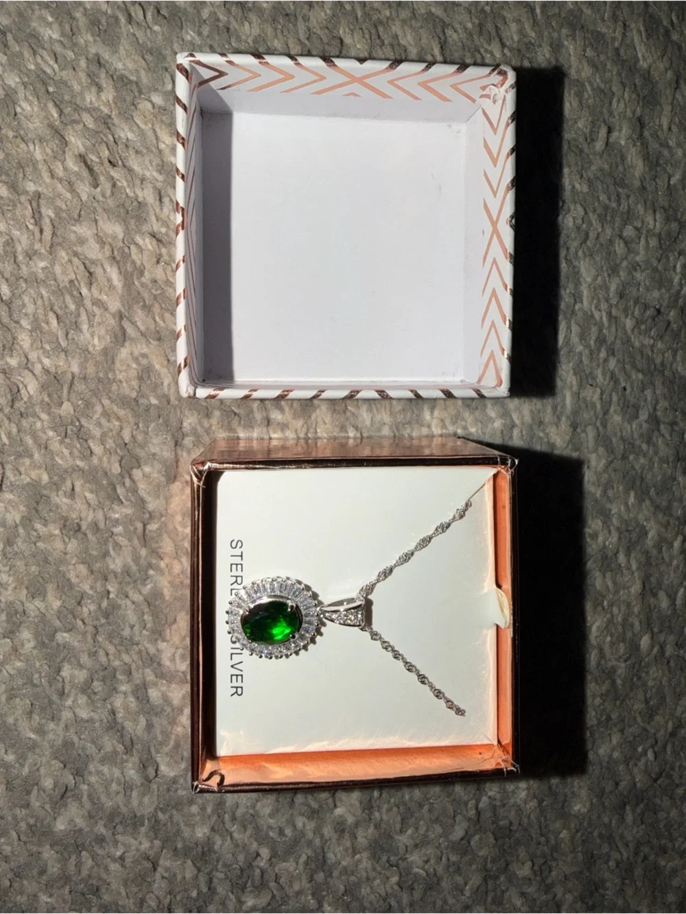 Sterling Silver Green Oval Pendant Necklace